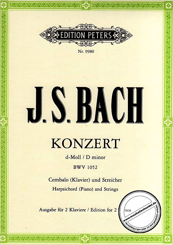 Titelbild für EP 9980 - KONZERT D-MOLL BWV 1052 - KLAV