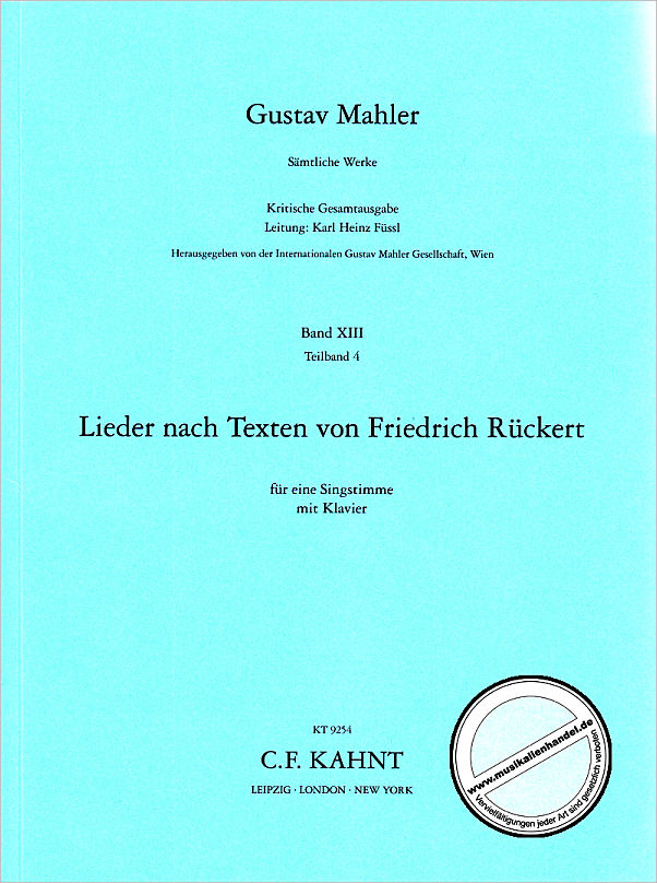 Titelbild für EPKT 9254 - RUECKERT LIEDER