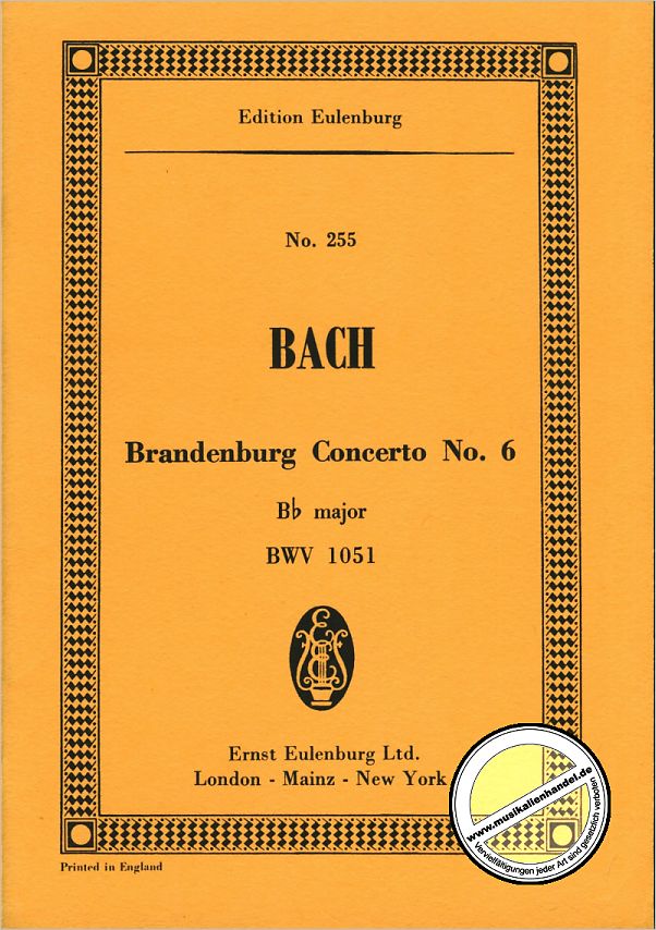 Titelbild für ETP 255 - BRANDENBURGISCHES KONZERT 6 B-DUR BWV 1051