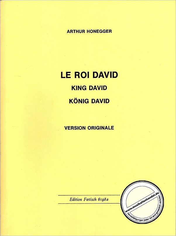 Titelbild für FF 6198A - LE ROI DAVID - ORIGINALFASSUNG 1921 BLAESERFASSUNG