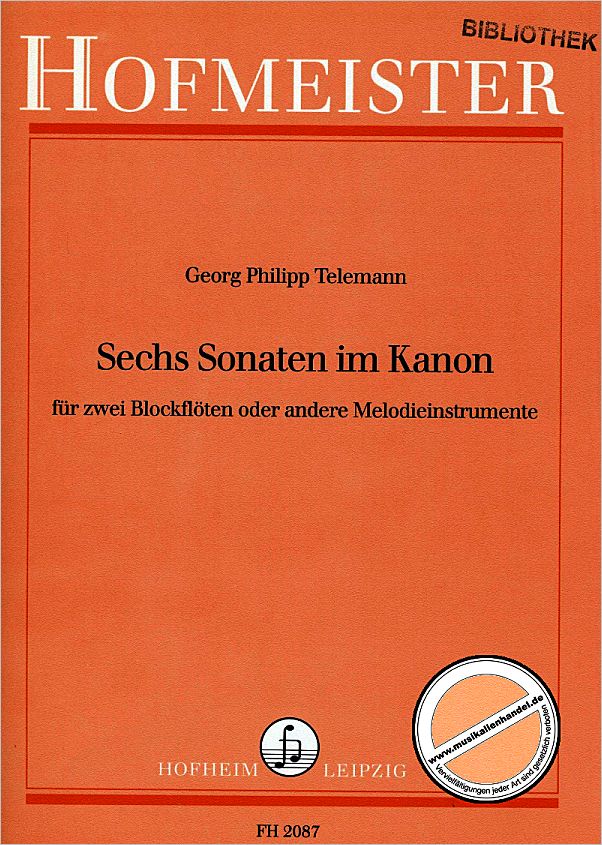 Titelbild für FH 2087 - 6 SONATEN IM KANON