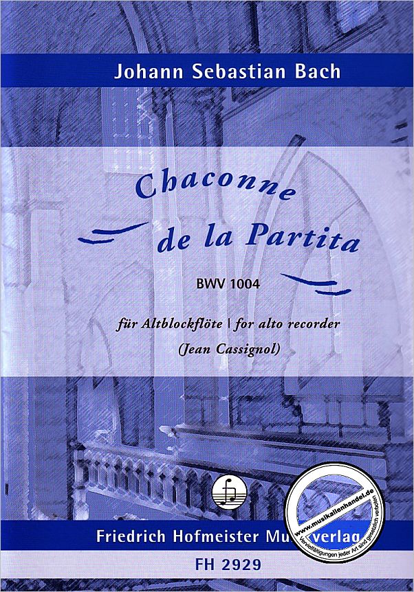 Titelbild für FH 2929 - CHIACONNE DE LA PARTITA BWV 1004