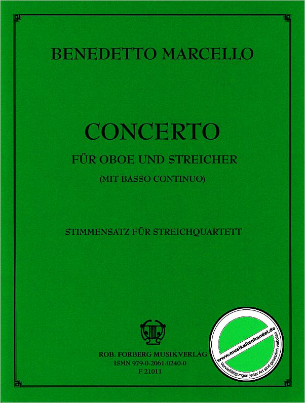 Titelbild für FORBERG 21011 - CONCERTO C-MOLL - OB STR CEMB