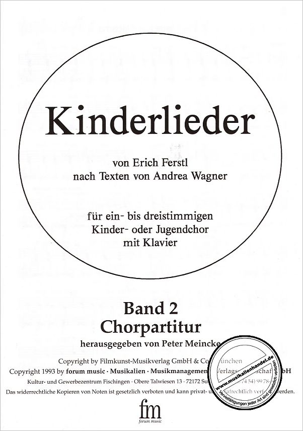 Titelbild für FORUM 045-CHP - KINDERLIEDER 2