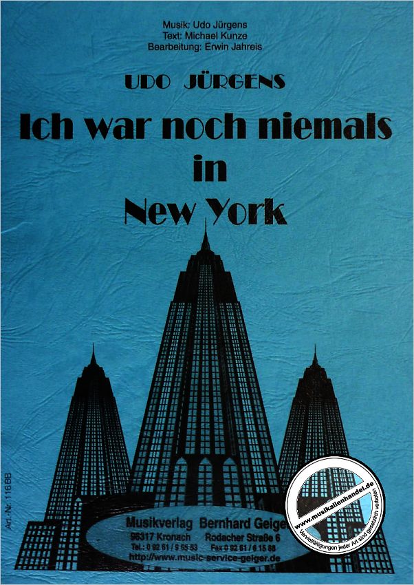 Titelbild für GEIGER 116-BB - ICH WAR NOCH NIEMALS IN NEW YORK