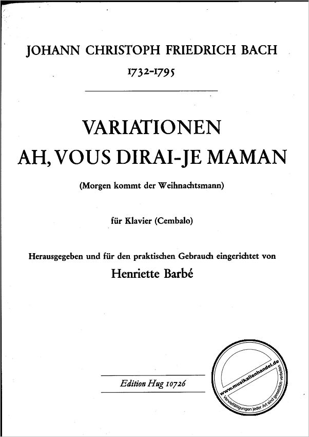 Titelbild für GH 10726 - AH VOUS DIRAI-JE MAMAN - VARIATIONEN