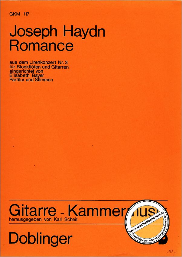 Titelbild für GKM 117 - ROMANCE AUS DEM LIRENKONZERT NR