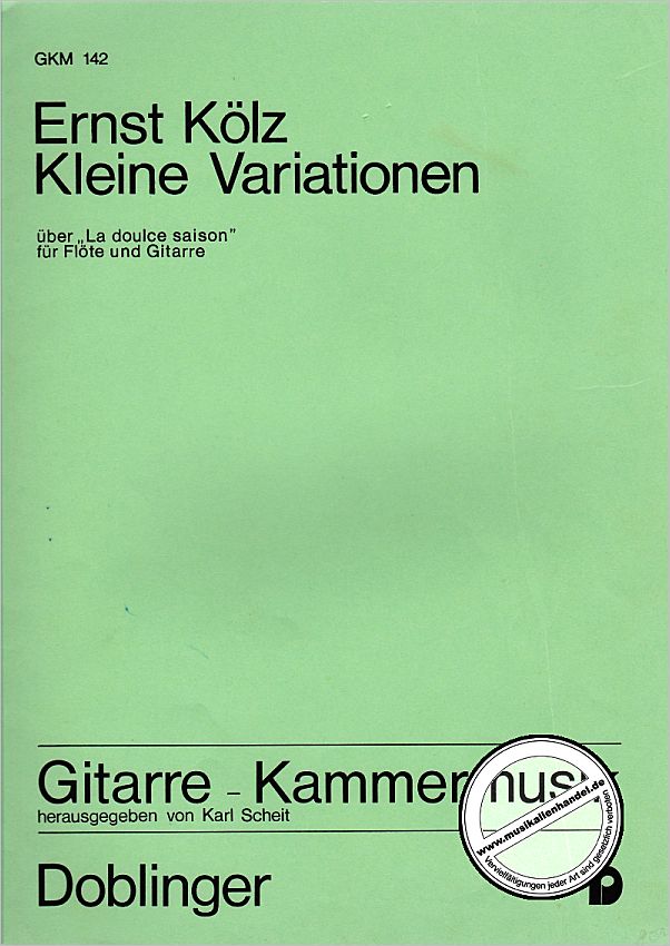 Titelbild für GKM 142 - KLEINE VARIATIONEN UEBER LA DOULCE SAISON