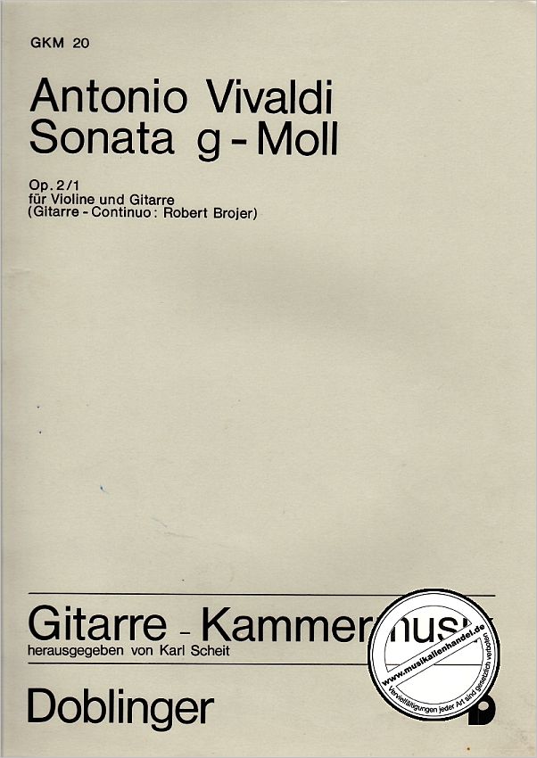 Titelbild für GKM 20 - SONATE G-MOLL OP 2/1