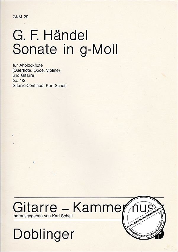 Titelbild für GKM 29 - SONATE G-MOLL OP 1/2