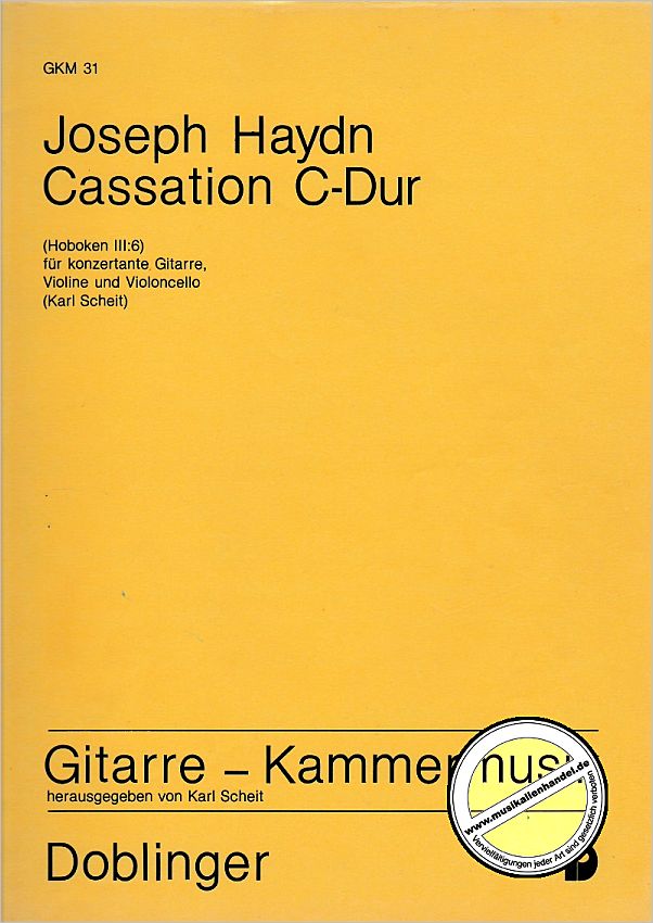 Titelbild für GKM 31 - CASSATION C-DUR