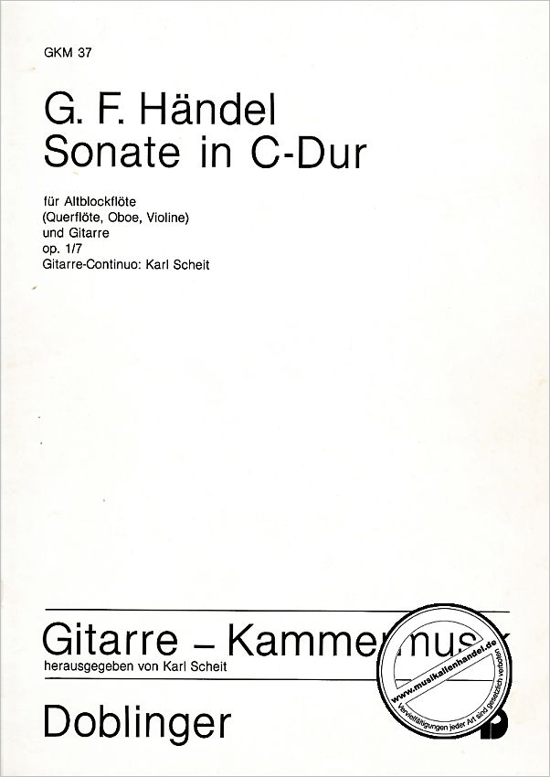 Titelbild für GKM 37 - SONATE C-DUR OP 1/7