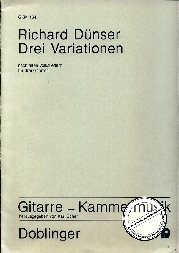 Titelbild für GKM 164 - 3 VARIATIONEN NACH ALTEN VOLKSLIEDERN