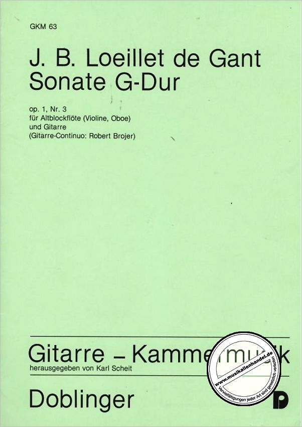 Titelbild für GKM 63 - SONATE G-DUR OP 1/3
