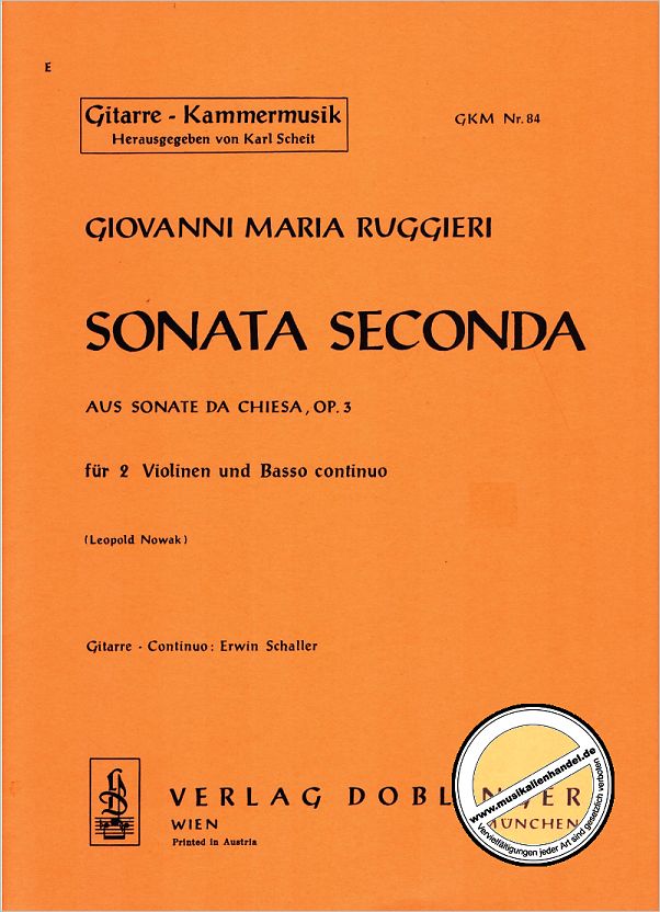 Titelbild für GKM 84 - SONATA SECONDA H-MOLL OP 3