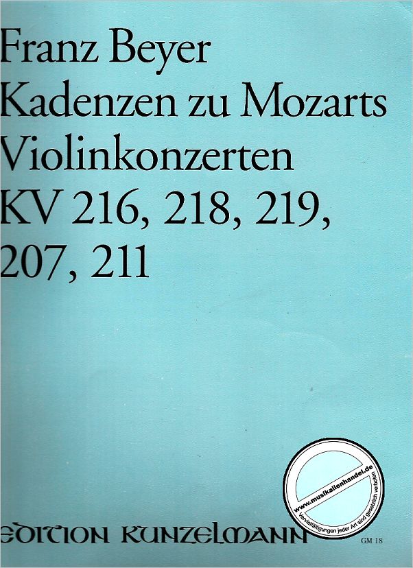 Titelbild für GM 18 - KADENZEN ZU MOZART VL KONZERTE