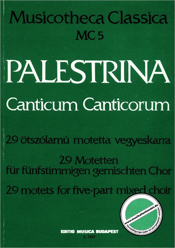 Titelbild für GM 805 - CANTICUM CANTICORUM - 29 MOTETTEN