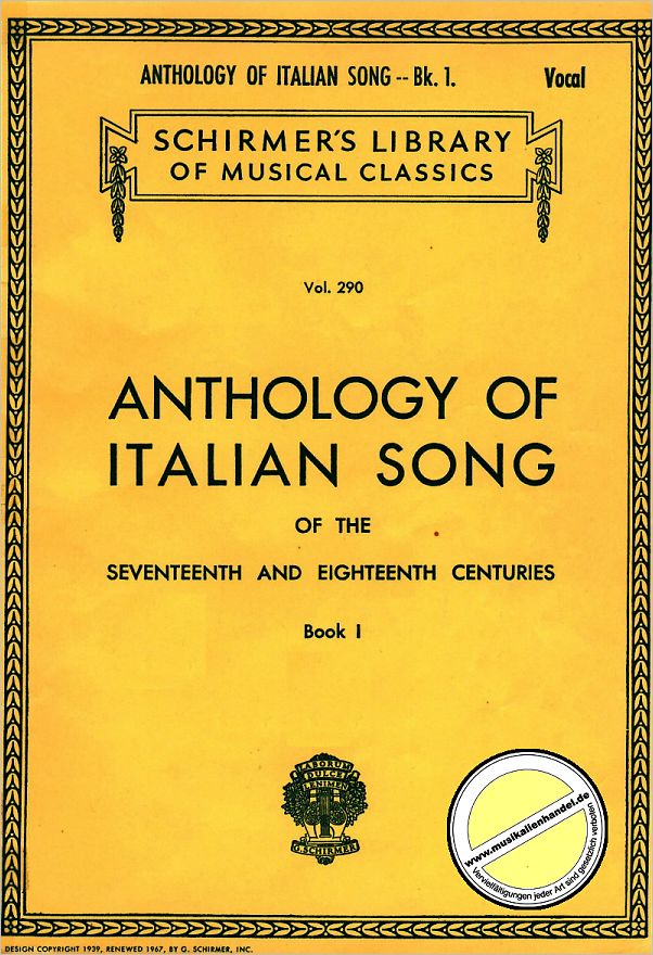 Titelbild für GS 25401 - ANTHOLOGY OF ITALIAN SONG BD 1