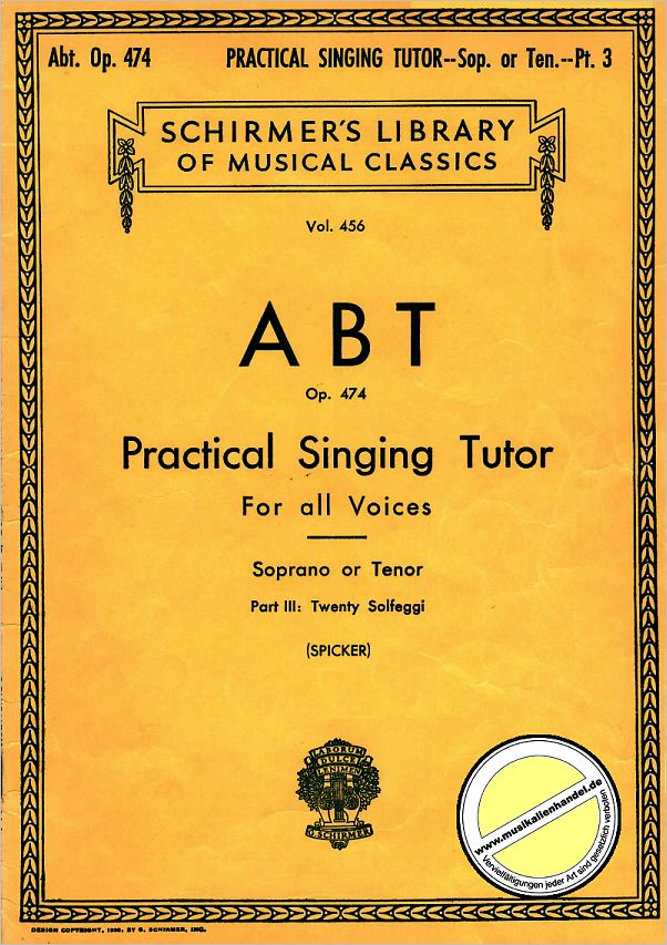 Titelbild für GS 25511 - PRACTICAL SINGING TUTOR OP 474