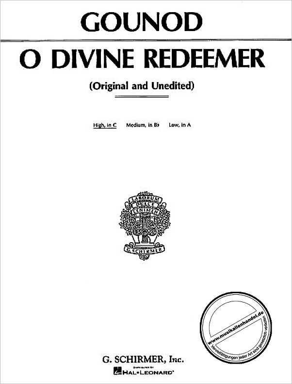 Titelbild für GS 26743 - O DIVINE REDEEMER C-DUR