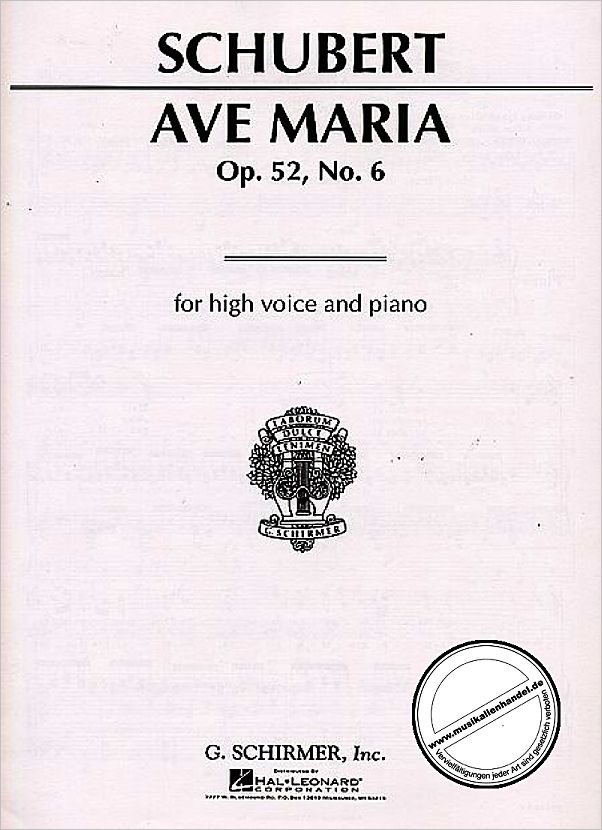 Titelbild für GS 27380 - AVE MARIA OP 52/6 D 839