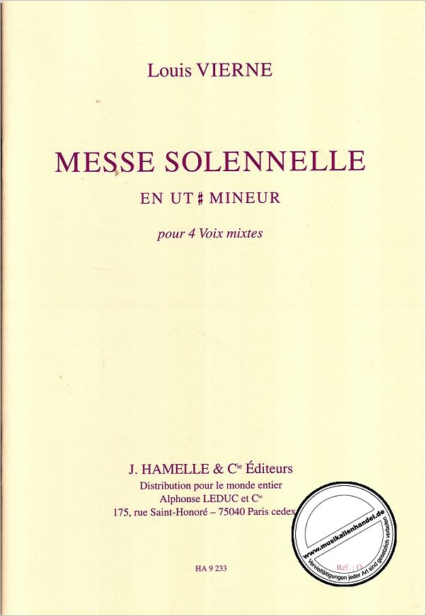 Titelbild für HA 9233 - MESSE SOLENNELLE CIS-MOLL OP 16