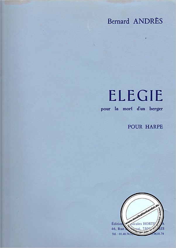 Titelbild für HA 9613 - ELEGIE POUR LA MORT D'UN BERGER