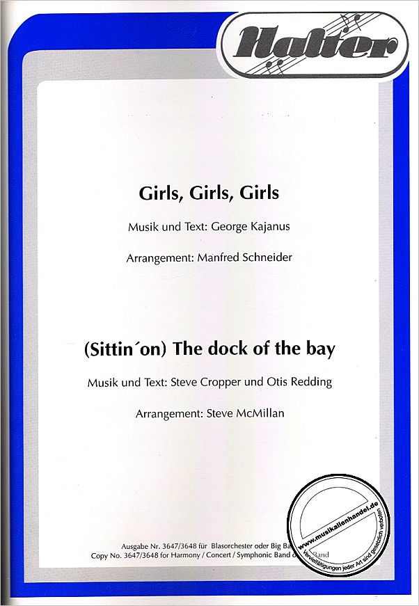 Titelbild für HAL 3647 - GIRLS GIRLS GIRLS + (SITTIN' ON) THE DOCK OF THE BAY