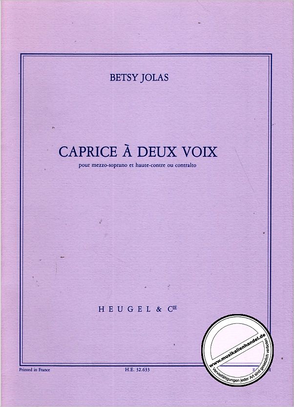 Titelbild für HE 32633 - CAPRICE A DEUX VOIX