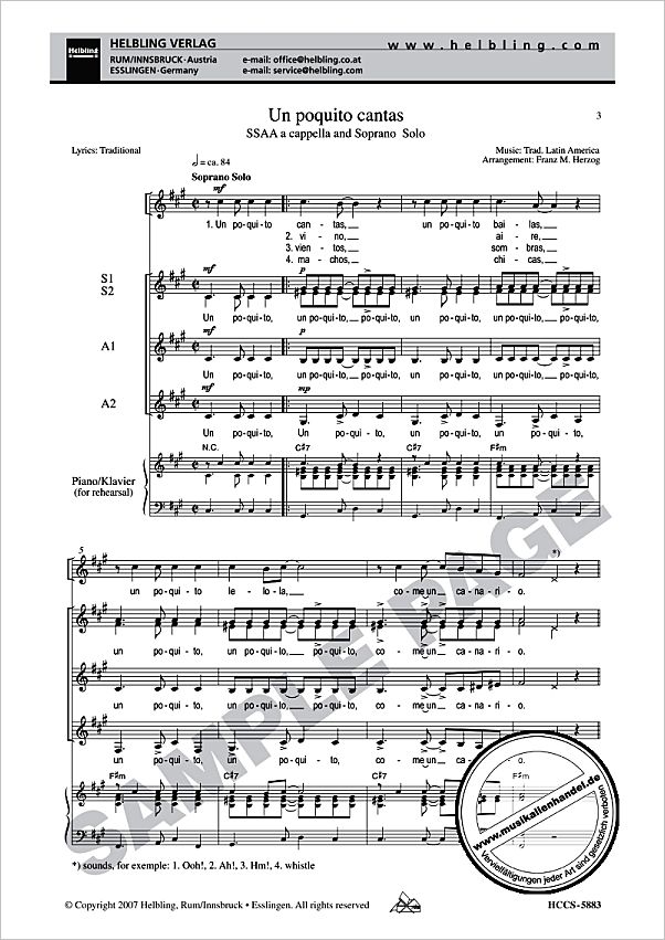 Titelbild für HELBL -HCCS-5883 - UN POQUITO CANTAS