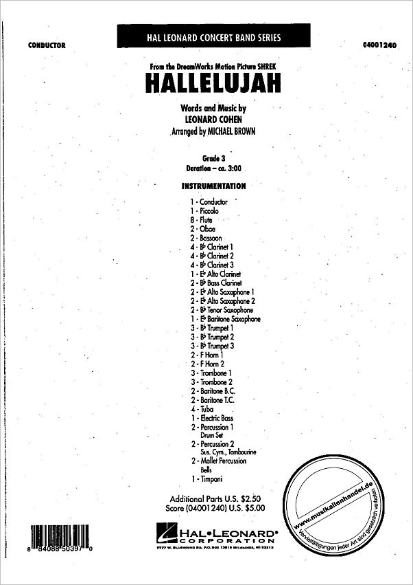 Titelbild für HL 4001240 - HALLELUJAH