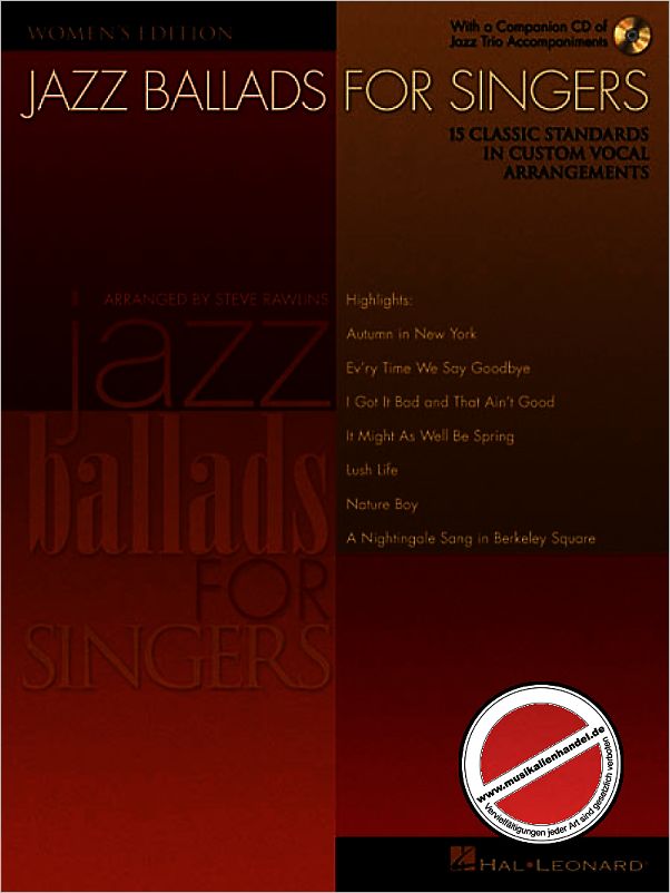 Titelbild für HL 740258 - JAZZ BALLADS FOR SINGERS - WOMEN'S EDITION