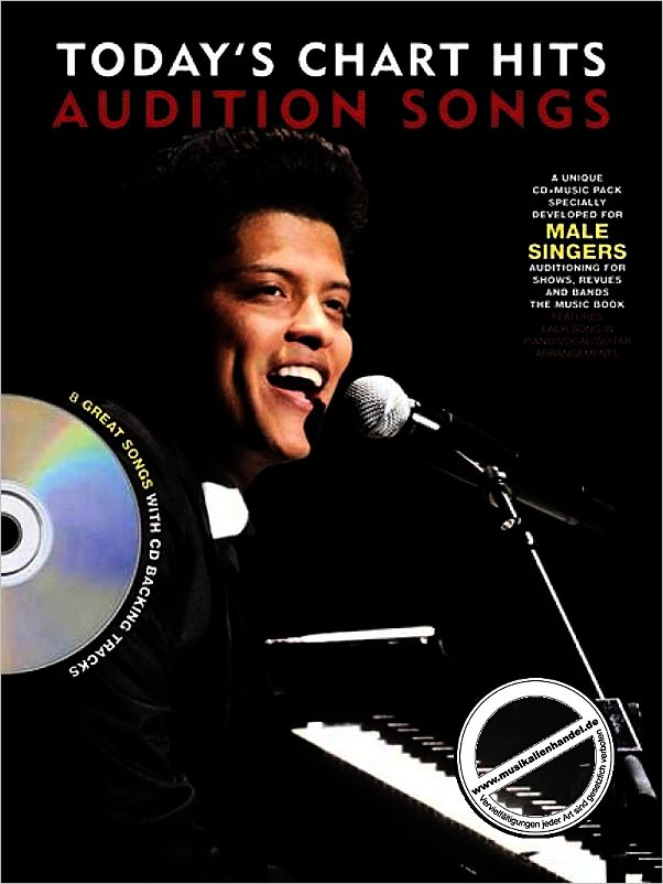 Titelbild für HL 90004453 - AUDITION SONGS FOR MALE SINGERS - TODAY'S CHART HITS