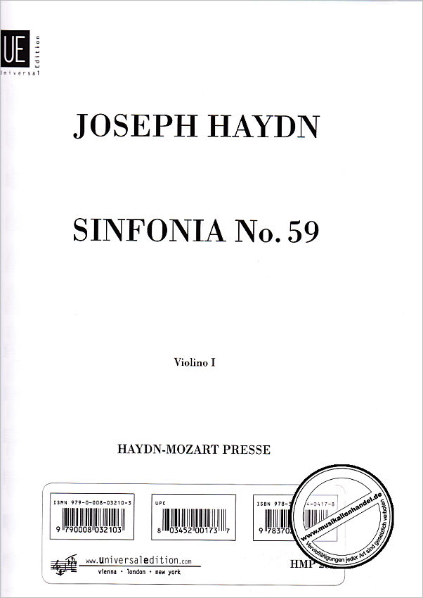 Titelbild für HMP 28-A - SINFONIE 59 A-DUR HOB 1/59 (FEUER)