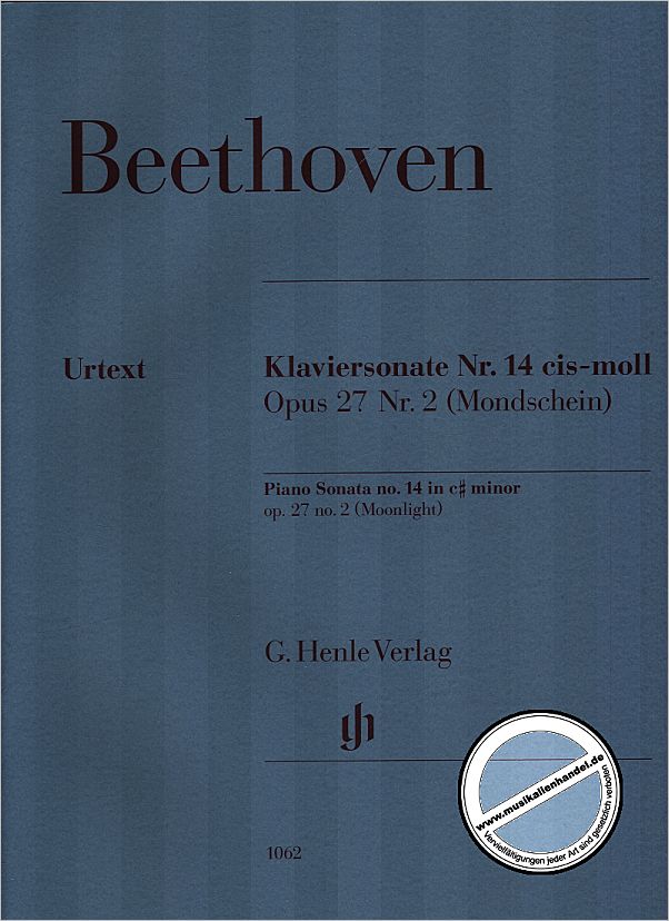 Titelbild für HN 1062 - SONATE 14 CIS-MOLL OP 27/2 (MONDSCHEINSONATE)