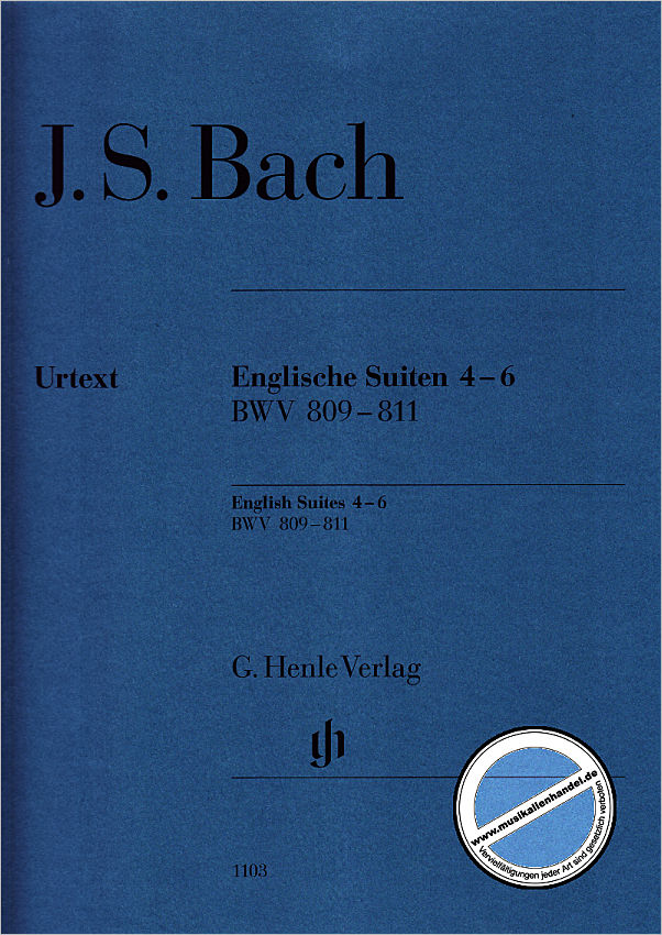 Titelbild für HN 1103 - ENGLISCHE SUITEN 4-6 BWV 809-811