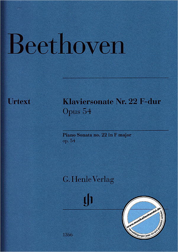 Titelbild für HN 1366 - Sonate 22 F-Dur op 54