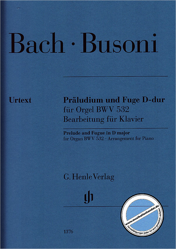 Titelbild für HN 1376 - Praeludium + Fuge D-Dur