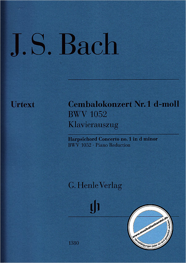 Titelbild für HN 1380 - Konzert 1 d-moll BWV 1052