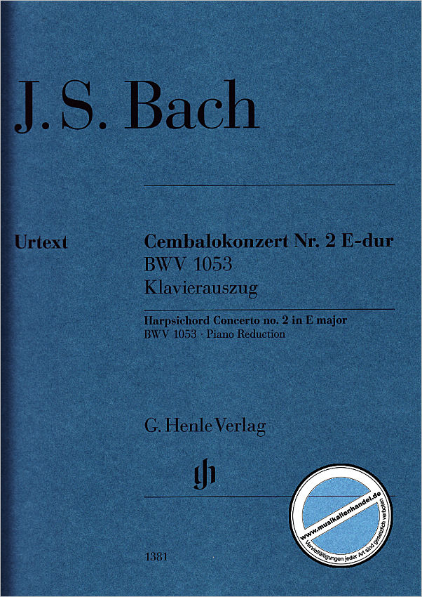 Titelbild für HN 1381 - Konzert 2 E-Dur BWV 1053