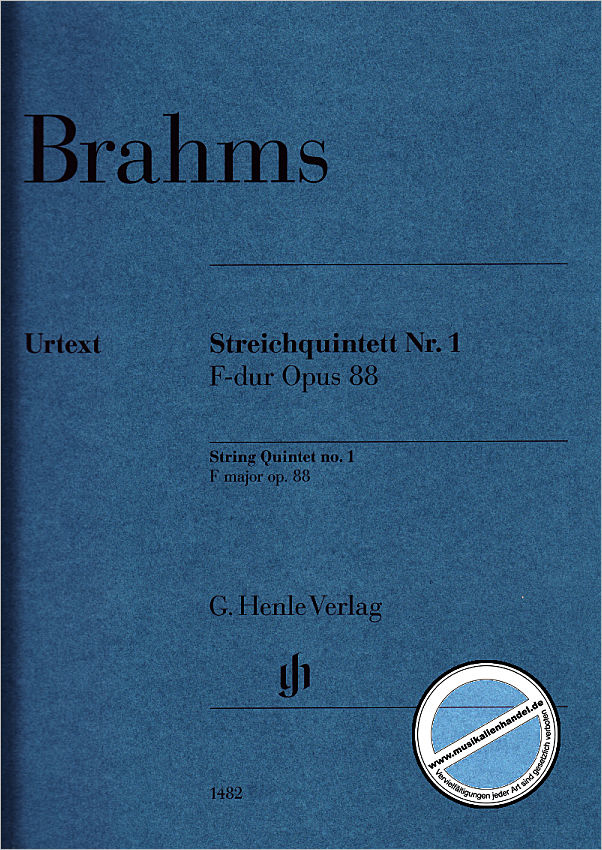 Titelbild für HN 1482 - Quintett 1 F-Dur op 88