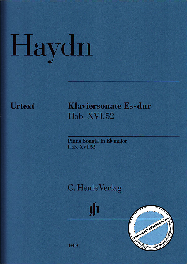 Titelbild für HN 1489 - Sonate Es-Dur Hob 16/52