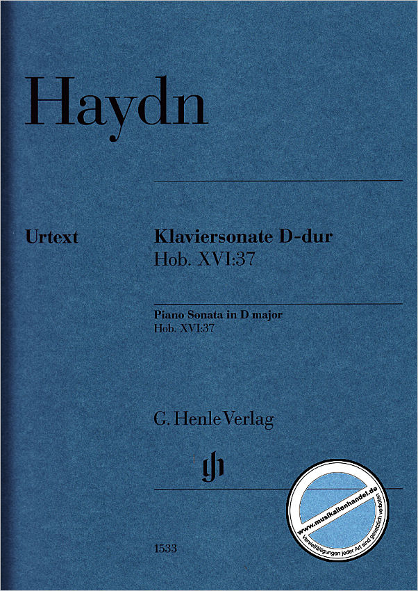 Titelbild für HN 1533 - Sonate D-Dur Hob 16:37