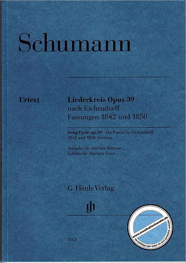 Titelbild für HN 1563 - Liederkreis op 39 (Fassung 1842 + 1850)