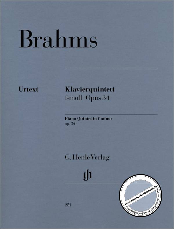Titelbild für HN 251 - Quintett für 2 Violinen, Viola, Violoncello und Klavier f-moll op. 34