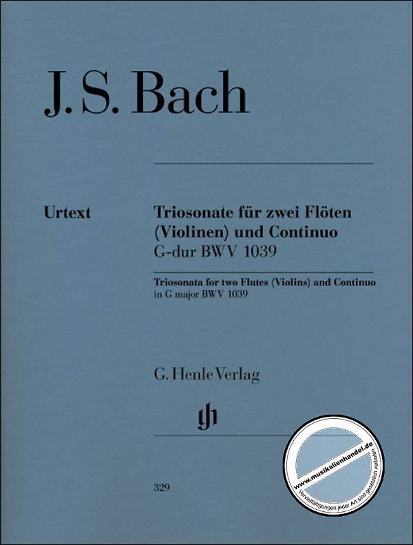 Titelbild für HN 329 - TRIOSONATE G-DUR BWV 1039