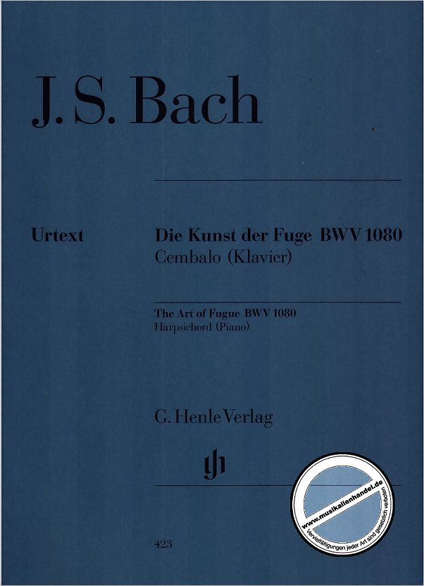 Titelbild für HN 423 - KUNST DER FUGE BWV 1080