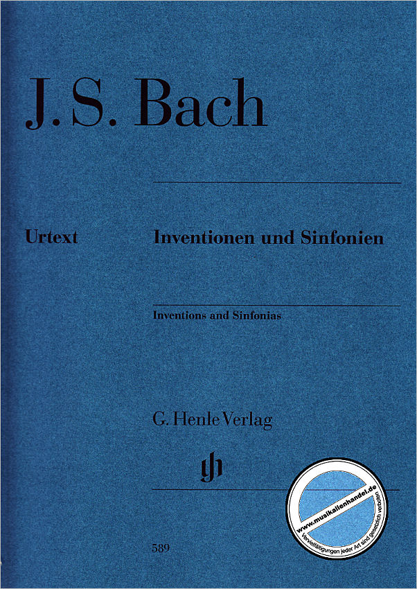 Titelbild für HN 589 - INVENTIONEN + SINFONIEN BWV 772-801