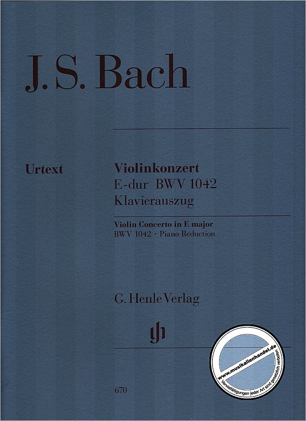 Titelbild für HN 670 - KONZERT 2 E-DUR BWV 1042 - VL S