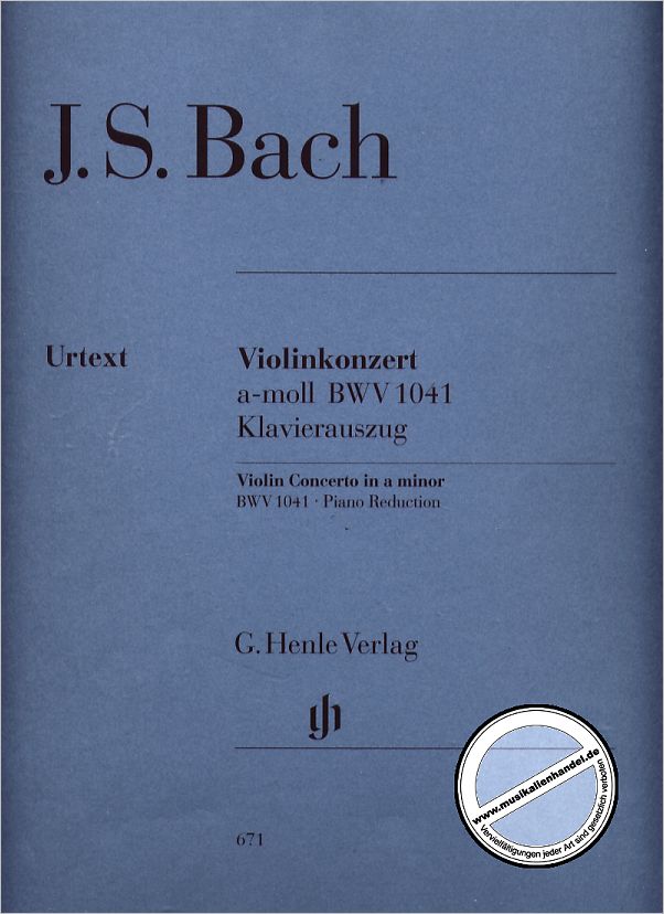 Titelbild für HN 671 - KONZERT 1 A-MOLL BWV 1041 - VL